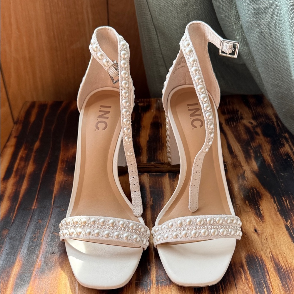 INC Women's Pearl Cream Heels